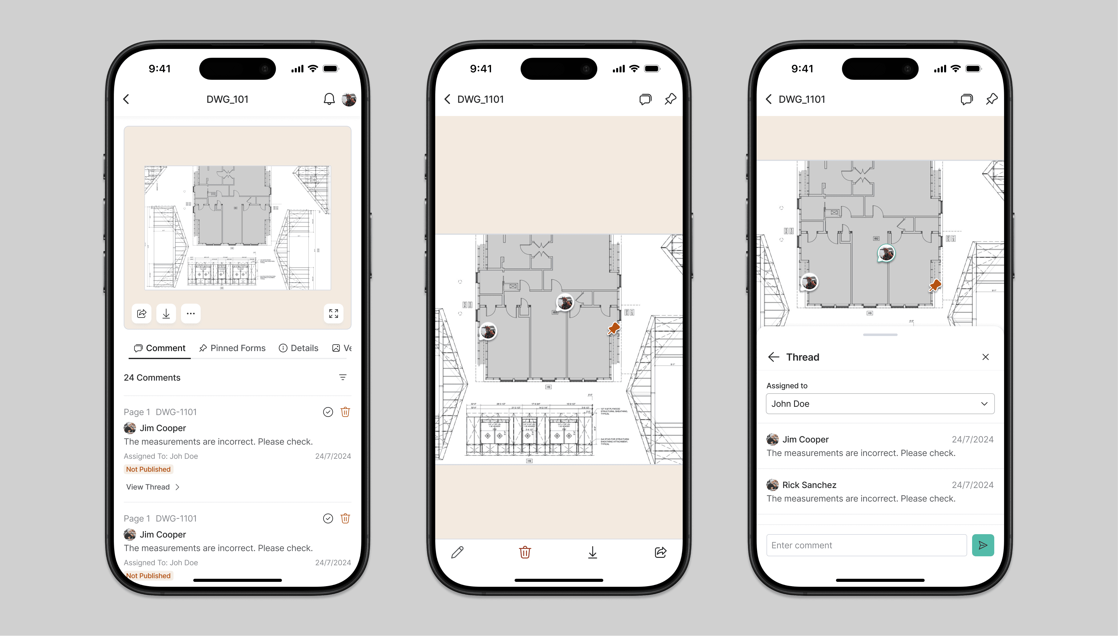 Mobile screens for the site engineer